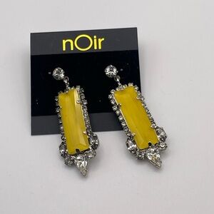 NWT nOir Jewelry Yellow and Clear Stone Silver Toned Statement Formal  Earrings